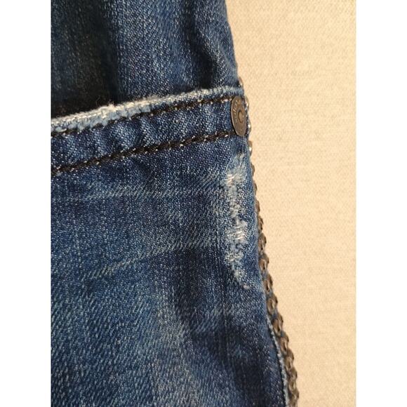 Robin's Jean Men's 40 Blue Double Back Pocket Rhinestones Dark Wash Denim 40x35 - Picture 10 of 16